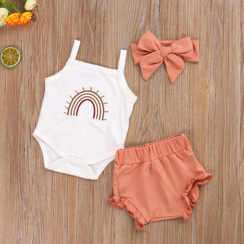 Thorn Tree Newborn Baby Girls Clothes Cotton Suit Cute Baby Kid Infant Romper Play Wear Summer Rainbow Outfits - Image 3